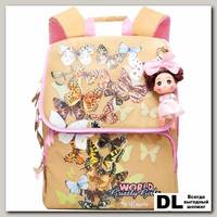 Школьный рюкзак Grizzly Butterfly Biege Ra-672-3