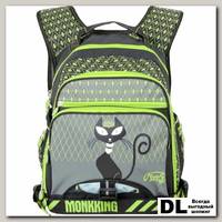 Школьный рюкзак Monkking Black Cat зеленый